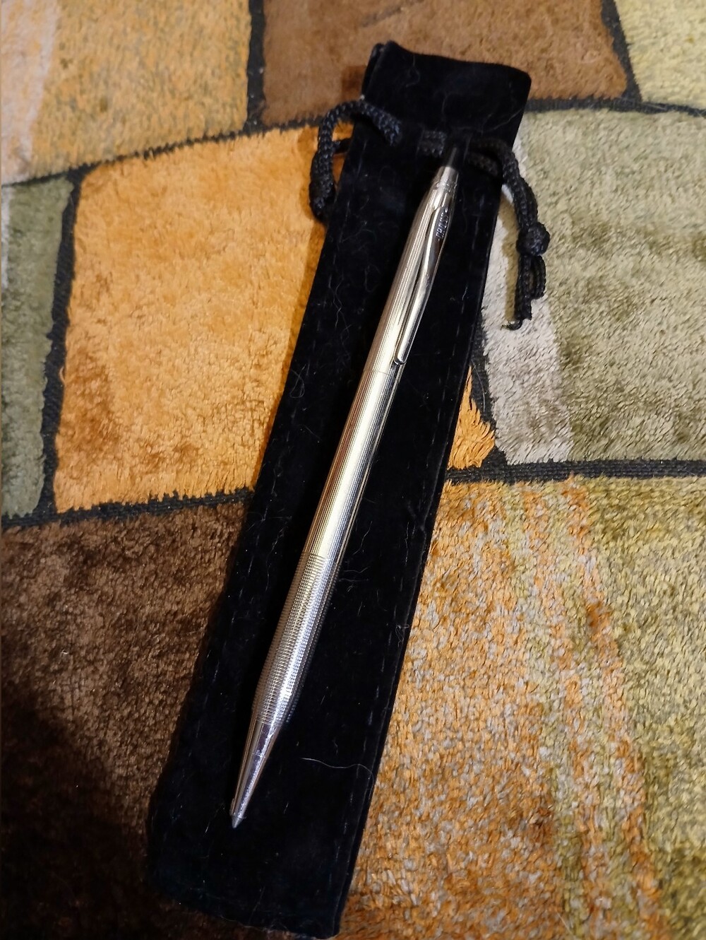 Silver Metal Cross Pen with Velvet Pouch - Men Accessories